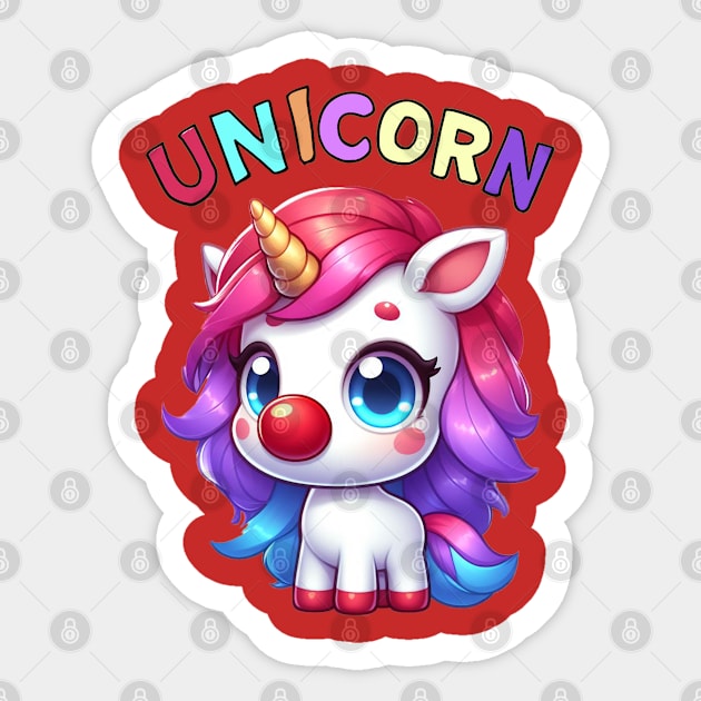 Red Unicorn Nose Funny Day Kids Sticker by Wideeyedpoontang